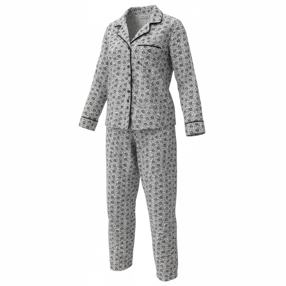 Rebecca Minkoff Pajama Set Women L Floral Paisley Button Down Top Pants NWOT - Picture 2 of 16